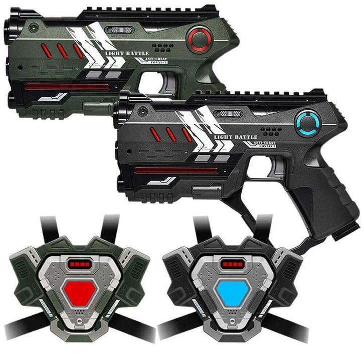 Light Battle Connect Laserguns + 2 Vesten - Groen/Grijs, Kinderen en Baby's, Speelgoed | Buiten | Actiespeelgoed, Nieuw, Ophalen of Verzenden