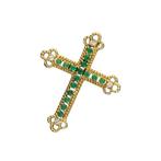 Hanger - 18 karaat Geel goud Diamant (Natuurlijk) - Smaragd