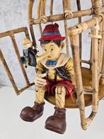 Vintage Pinocchio & Jiminy Cricket – Handpainted Bamboo Cage, Nieuw