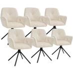 Draaibare fauteuil Lenia, gestoffeerd - Fluweel crème/zwart,, Huis en Inrichting, Stoelen, Verzenden, Nieuw