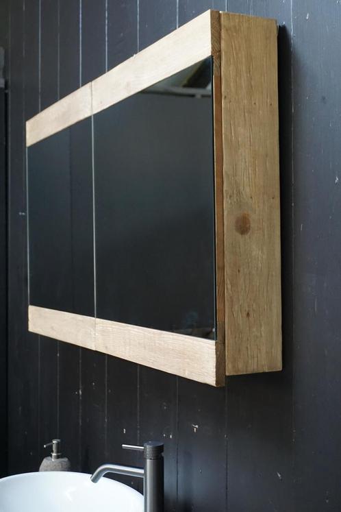 Spiegelkast Abella Hout Naturel L120xH65xD14, Huis en Inrichting, Woonaccessoires | Spiegels, Nieuw, Verzenden