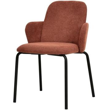 Stoel | PADDY | Stof/Metaal | Bruin-Rood | Zwarte Frame | beschikbaar voor biedingen