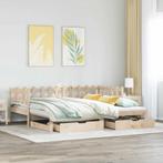 vidaXL Slaapbank met onderschuifbed en lades zonder matras, Huis en Inrichting, 90 cm, Eenpersoons, Bruin, Verzenden