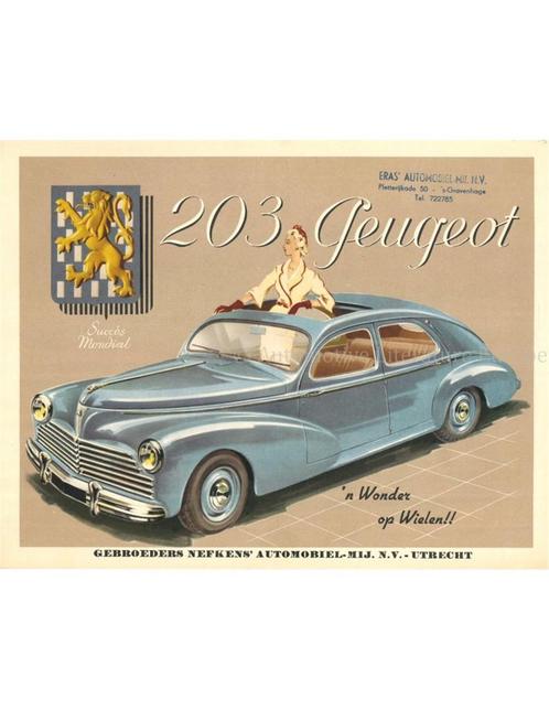 1952 PEUGEOT 203 BROCHURE NEDERLANDS, Boeken, Auto's | Folders en Tijdschriften, Peugeot