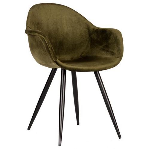 Stoel | Fluweel/Metaal | Army Groen | Zwarte Poten | Indoor, Zakelijke goederen, Horeca | Keukenapparatuur, Nieuw in verpakking