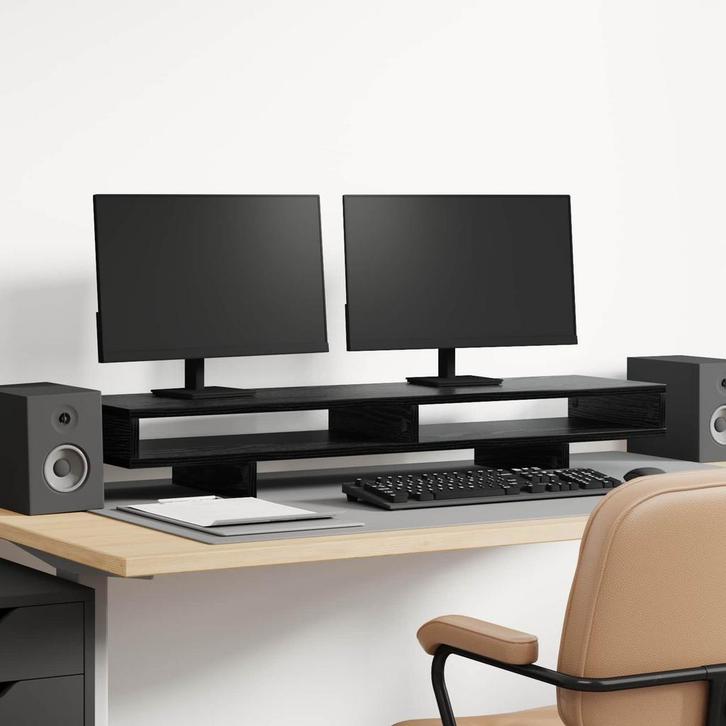 vidaXL Monitor Stand met plank Zwart 100 x 27 x 13 cm, Computers en Software, Overige Computers en Software, Nieuw, Verzenden