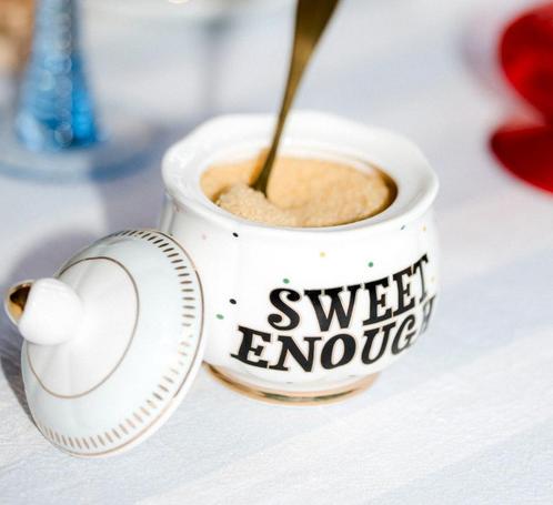 Witte suikerpot met stippen - Yvonne Ellen London, Huis en Inrichting, Keuken | Servies, Overige stijlen, Nieuw, Porselein, Overige typen