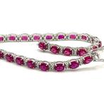 Tennis armband - 18 karaat Witgoud - 9.00ct. tw. Robijn -
