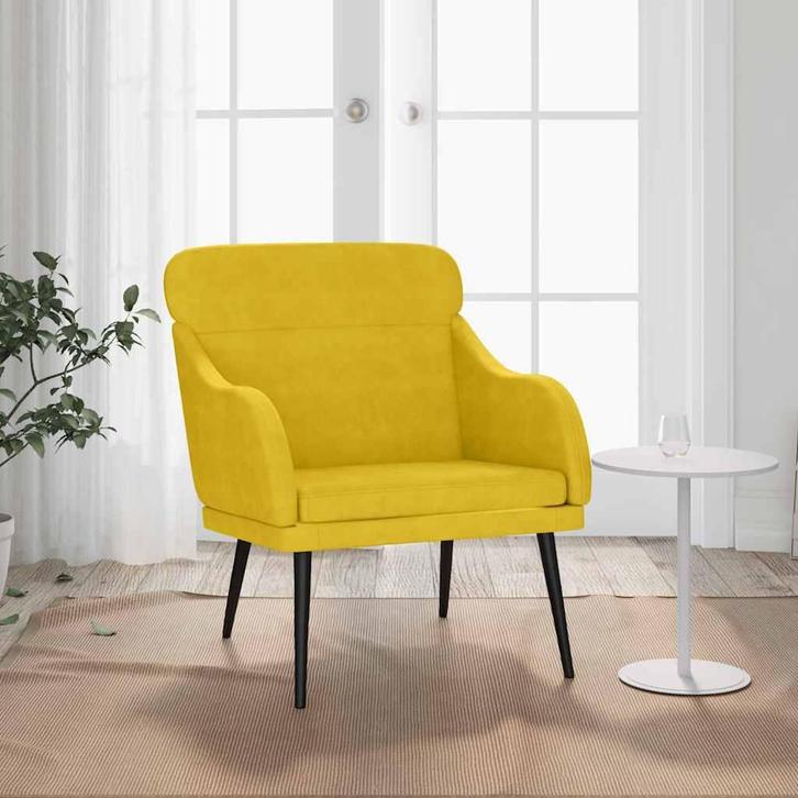vidaXL Fauteuil 63x76x80 cm fluweel geel, Huis en Inrichting, Fauteuils, Nieuw, Verzenden