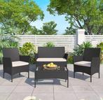 4-Delige Rotan Loungeset met Tafel en Kussenset, Tuin en Terras, Verzenden, Nieuw