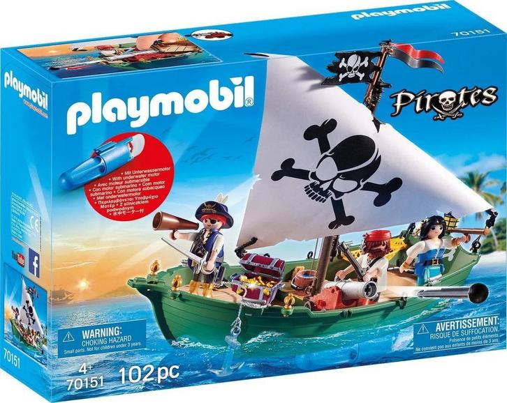 Playmobil Pirates Pirate Ship met Onderwater Motor – 70151 (, Kinderen en Baby's, Speelgoed | Playmobil, Nieuw, Verzenden