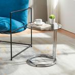 Bijzettafel Ylivieska rond 46x45 cm chroom en grijs glas [en, Huis en Inrichting, Tafels | Bijzettafels, Verzenden, Nieuw