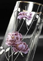 Art Nouveau Rectangular Glass vase with Enamelled Flower