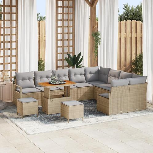 vidaXL 12-delige Tuinbankenset met kussens poly rattan, Tuin en Terras, Tuinsets en Loungesets, Nieuw, Rotan, Verzenden