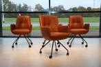 4x eetkamerstoelen Lody/Mabach leer cognac/wielen/van Gealux, Huis en Inrichting, Stoelen, Nieuw, Ophalen of Verzenden, Vier, Leer