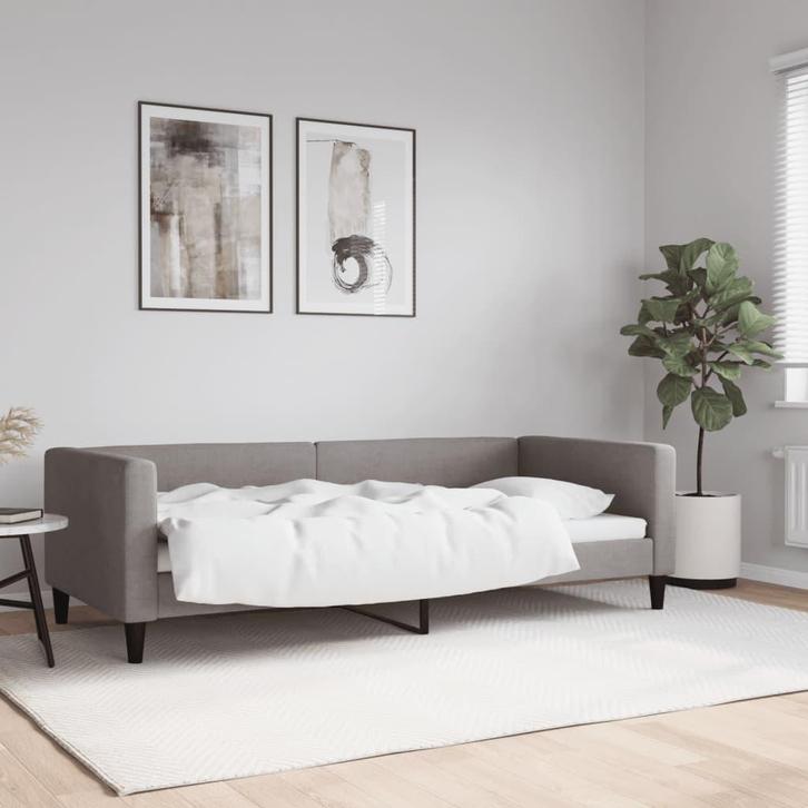 vidaXL Slaapbank 90x200 cm stof taupe, Huis en Inrichting, Slaapkamer | Bedden, 90 cm, 200 cm, Eenpersoons, Nieuw, Stof, Verzenden