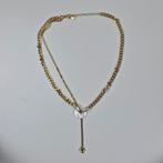 Goudkleurige ketting met parel hanger en hartje nieuw, Verzenden, Nieuw, Overige materialen, Met hanger