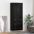 vidaXL Highboard met lade Zwart Eiken 69,5 x 34 x 180 cm, Huis en Inrichting, Kasten | Buffetkasten, Verzenden, Nieuw, 50 tot 100 cm