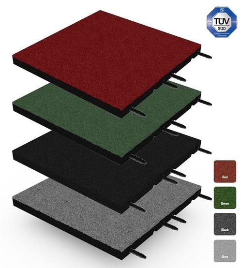 Rubber tegel met pen- en gat verbinding 50x50 cm - 40 mm, Tuin en Terras, Tegels en Klinkers, Verzenden