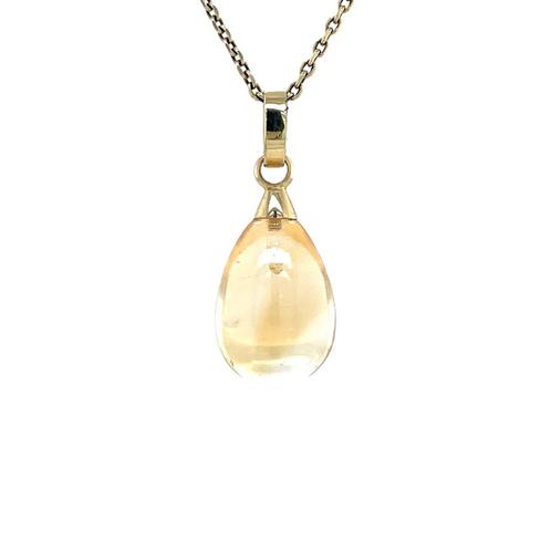Gouden vintage hanger met citrien 14 krt, Sieraden, Tassen en Uiterlijk, Kettinghangers, Nieuw, Ophalen of Verzenden