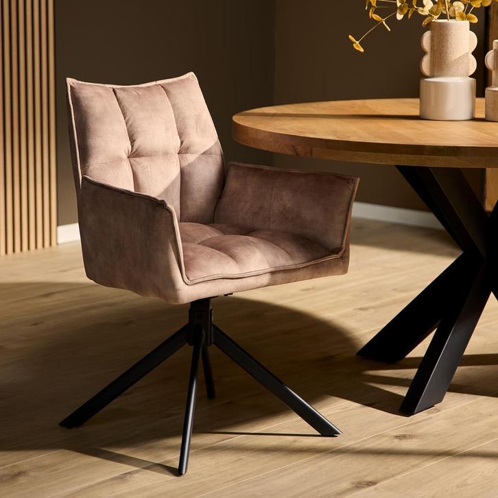Eetkamerstoel Dani | Velvet Beige (set van 2), Huis en Inrichting, Stoelen, Nieuw, Ophalen of Verzenden