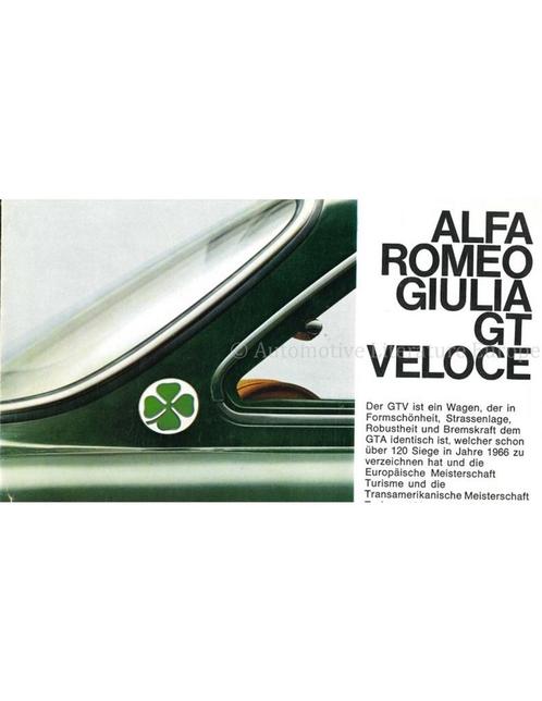 1969 ALFA ROMEO GIULIA GT VELOCE BROCHURE DUITS, Boeken, Auto's | Folders en Tijdschriften, Alfa Romeo