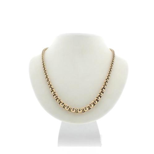 8 Krt. Jasseron schakel ketting | 47 cm (exclusief), Sieraden, Tassen en Uiterlijk, Antieke sieraden, Goud, Ophalen of Verzenden