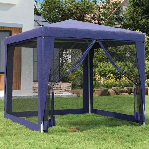 vidaXL Partytent met 4 mesh zijwanden 2,5x2,5 m HDPE blauw, Tuin en Terras, Partytenten, Partytent, Nieuw, Verzenden