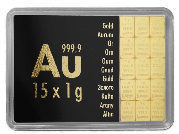 15 gram - Goud .999 - ESG / Valcambi SA - Met certificaat, Postzegels en Munten, Edelmetalen en Baren