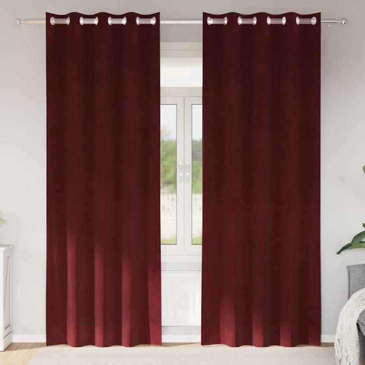 vidaXL Gordijnen met gordijnen 2 pcs Wijnrood 140 x 225 cm, Huis en Inrichting, Stoffering | Gordijnen en Lamellen, Rood, Nieuw