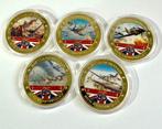 Five 24K Gold plated medals : Aviation 80 Anniversary of The