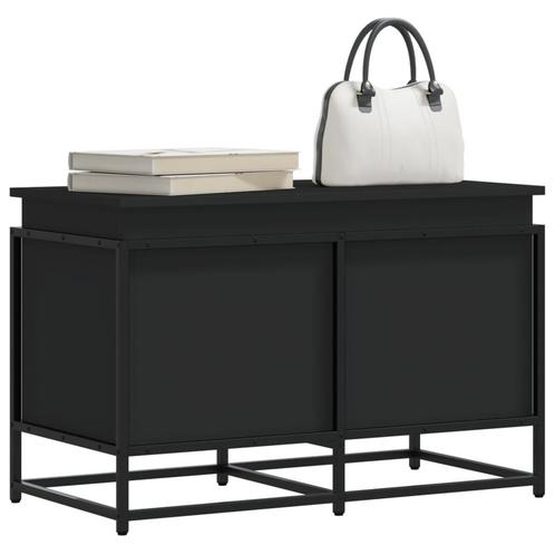 vidaXL Opbergbox met deksel 80x40x51,5 cm bewerkt hout zwart, Huis en Inrichting, Woonaccessoires | Kisten, Nieuw, Verzenden