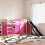 vidaXL Stapelbed met glijbaan en gordijnen roze 90x190 cm, 90 cm, Eenpersoons, Verzenden, Nieuw