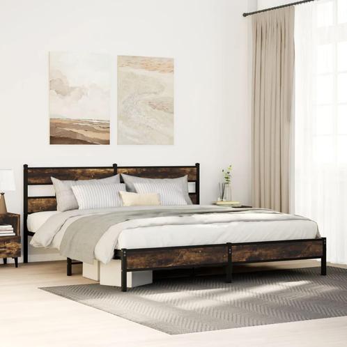 vidaXL Bedframe zonder matras metaal gerookt eikenkleurig, Huis en Inrichting, Slaapkamer | Bedden, 80 cm, 200 cm, Bruin, Eenpersoons