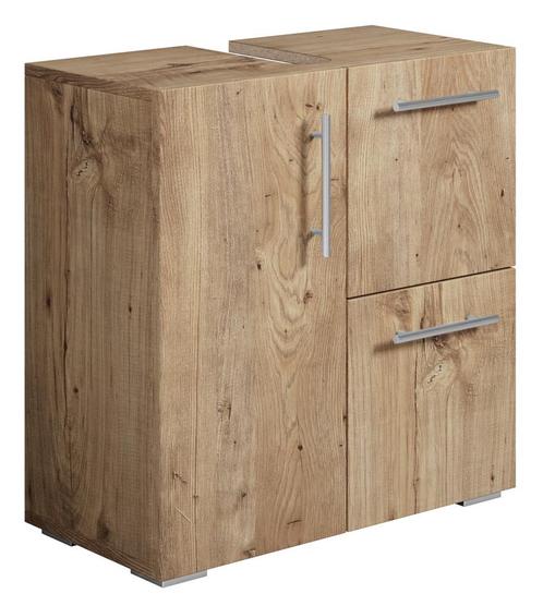 Wastafelkast Mars 60 x cm x 60 cm Kastanje Eiken, Huis en Inrichting, Badkamer | Badkamermeubels, Nieuw, Wastafelkast, Verzenden