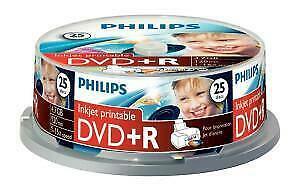 Philips | DVD+R | 4.7 GB | Inkjet Printable | 25 Stuks, Computers en Software, Beschrijfbare discs, Nieuw, Verzenden