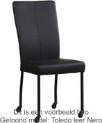 Set van 6 Rode leren moderne eetkamerstoelen - poot vierkant, Huis en Inrichting, Overige kleuren, Nieuw, Leer, Ophalen of Verzenden