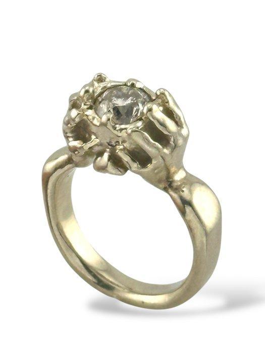 Ring - 14 karaat Witgoud, 14K witgouden artistieke ring met, Sieraden, Tassen en Uiterlijk, Ringen
