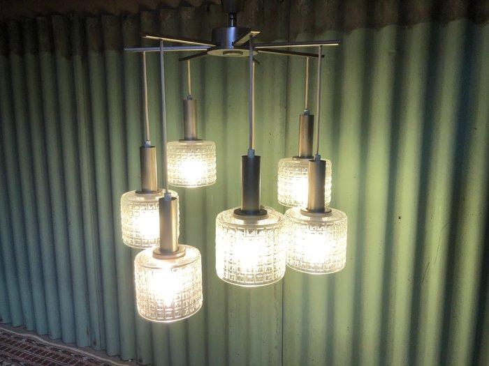 Plafondlamp - Kristal, Aluminium - 7 kelken, Antiek en Kunst, Antiek | Lampen