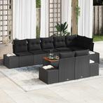 vidaXL Tuin Sofa Set 9 pcs Zwart, Tuin en Terras, Verzenden, Nieuw, Rotan