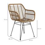 TRUUSK Set van 2 Boho-stijl Keukenstoelen - PE Rotan - 56 x, Huis en Inrichting, Stoelen, Verzenden, Nieuw