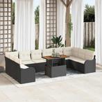 vidaXL Tuin Sofa Set met opslag 11 pcs Zwart Poly riet, Verzenden, Nieuw, Rotan