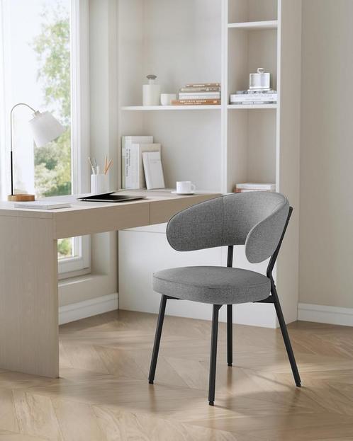 Songmics LDC110G01 Eetkamerstoel van €96 voor €53, Huis en Inrichting, Stoelen, Eén, Grijs, Nieuw, Metaal, Stof, Ophalen of Verzenden