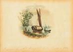 Sarah Wright Biffin (1784-1850) - Boat on the shore, Antiek en Kunst