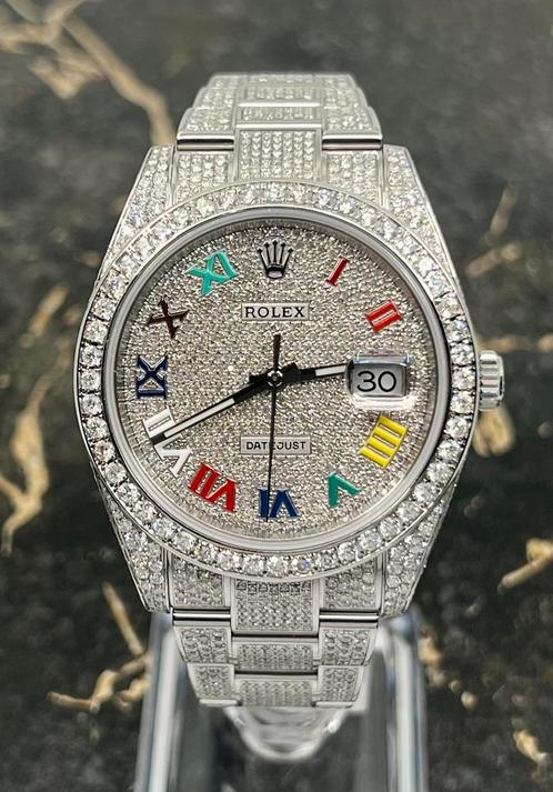 Rolex Datejust 41 - Nieuw color 126300 - Iced Out - Diamonds, Sieraden, Tassen en Uiterlijk, Horloges | Heren, Staal, Nieuw, Staal