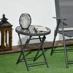 Bijzettafel - Outdoor Living - Opklapbaar &amp; Glas - Zwart, Ophalen of Verzenden, Nieuw