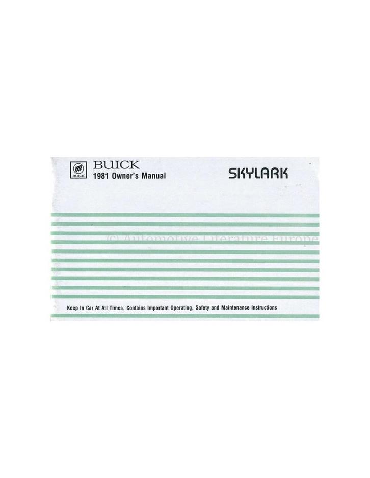1981 BUICK SKYLARK INSTRUCTIEBOEKJE ENGELS, Auto diversen, Handleidingen en Instructieboekjes