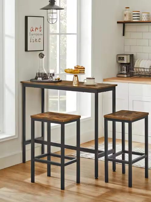 Industriële Bartafel – Houtlook en Staal, 120×60 cm Vintage, Huis en Inrichting, Barren, Nieuw, Verzenden