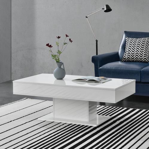Salontafel Lünen met opbergruimte 110x60x40 cm wit, Huis en Inrichting, Tafels | Salontafels, Nieuw, Verzenden