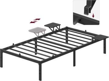 Enkel bedframe - 90 x 200 cm - metaal - zwart - met bodem - beschikbaar voor biedingen